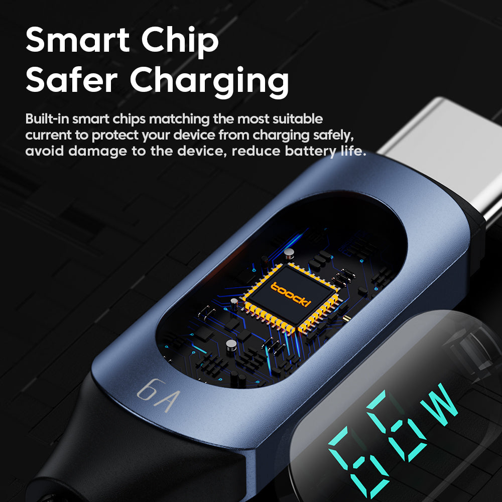 TOOCKI TQ-X03A2 6A Digital Display USB-C Data Cable, 2-Meter Braided Charging Cord TOOCKI TQ-X03A2 6A Digital Display USB-C Data Cable, 2-Meter Braided Charging Cord